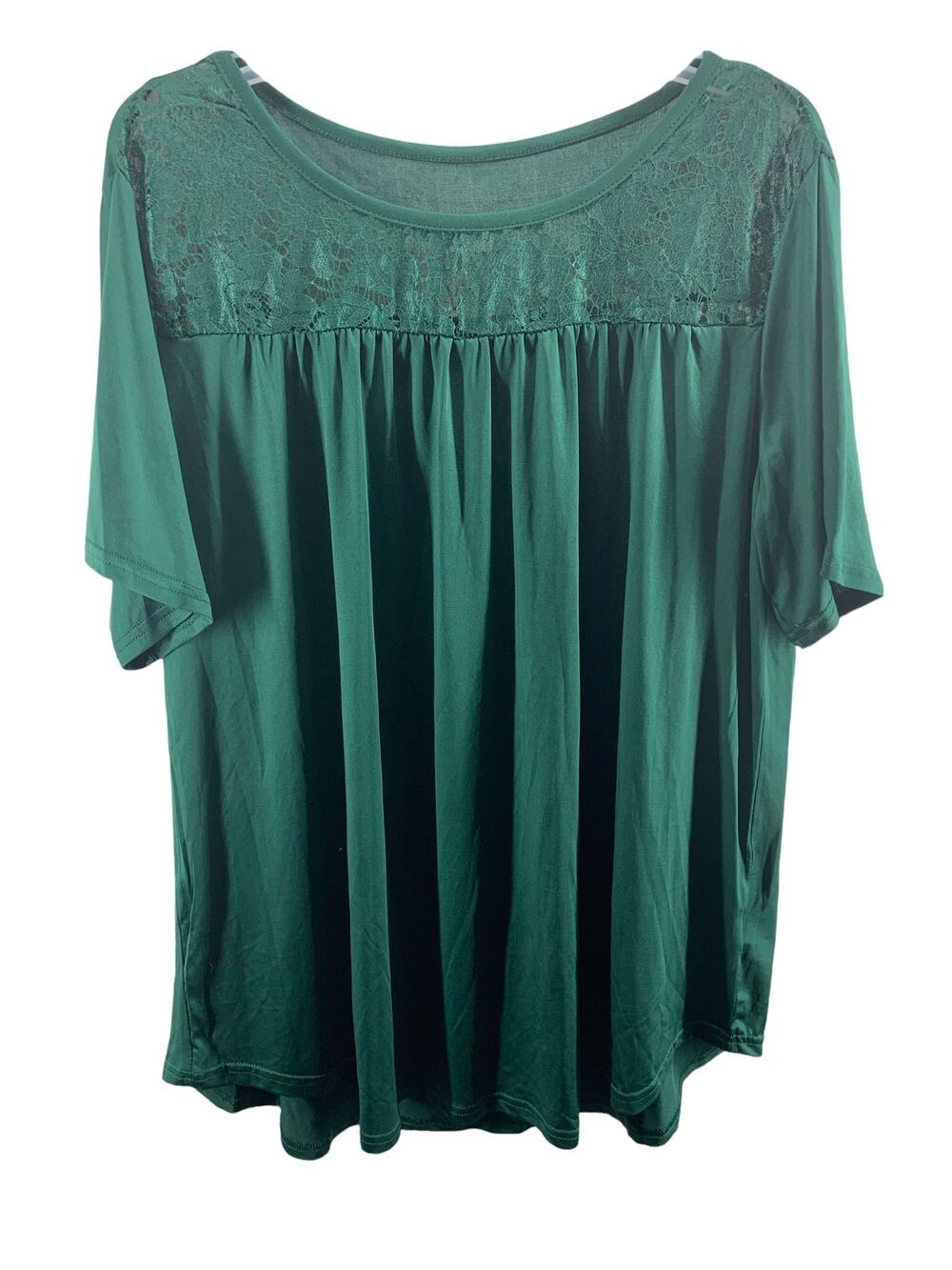 NWT Unbranded Green Lace Yoke Short Sleeve Blouse Women's Size 5XL